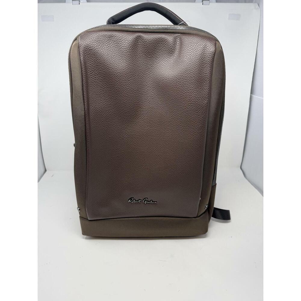 Robert Graham Brown Leather/Nylon Backpack Laptop Bag One Size NWT
